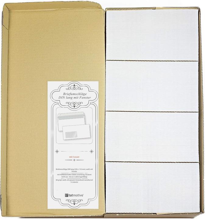 Immagine prodotto Tatmotive Briefumschläge DIN lang mit Fenster (1000 Stück) (DIN lungo (11 x 22 cm), 1000 x)
