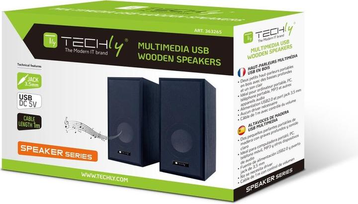 Produktbild Techly Wooden Speaker Set for Notebook