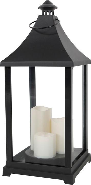Produktbild Inda-Exclusiv Grosse Laterne Windlicht Stalllaterne Gartenlaterne inkl. 3 LED Kerzen Timer H59xB24cm (1 x)