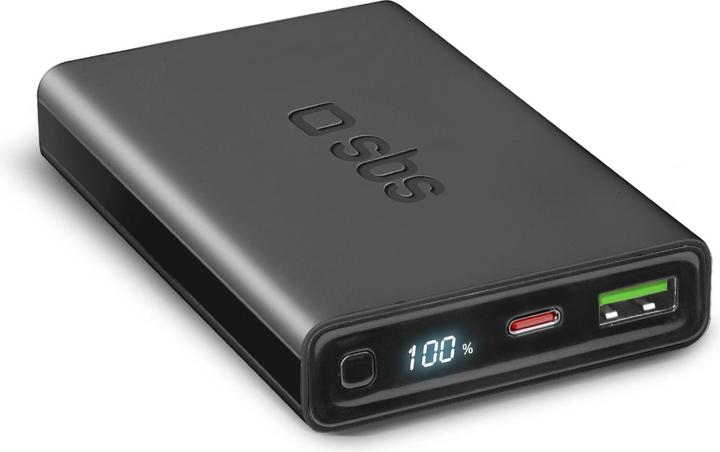 Produktbild SBS Powerbank 10.000 mAh Power Delivery 20W mit LCD-Display schwarz (10000 mAh, 20 W, 38500 Wh)