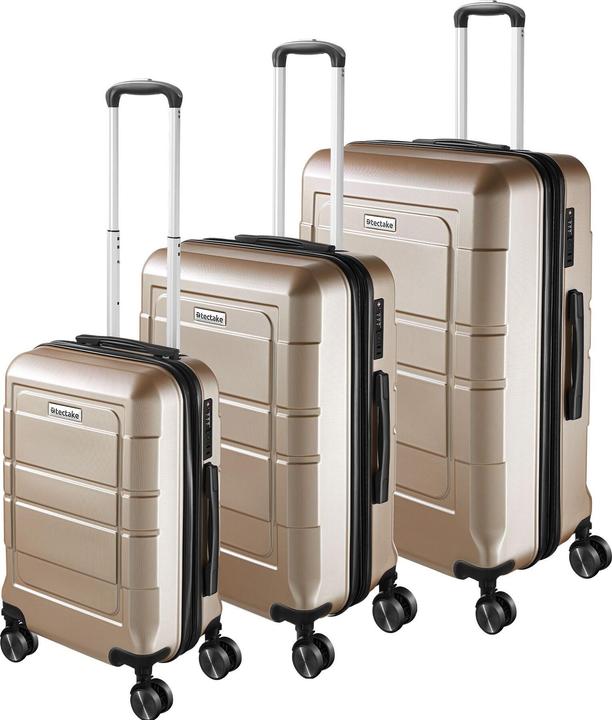 tectake Hartschalenkofferset Brice 3-tlg., TSA-Schloss (111 l, M (50 - 90l), L (90 - 115l), XL (ab 115l))