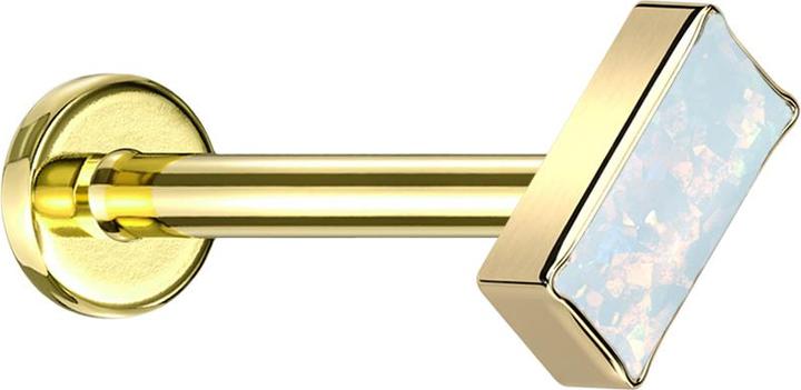 Actual product image Star Piercing Micro Labret internal thread gold-plated rectangular gold-plated opal white (Titanium G23, without brass)