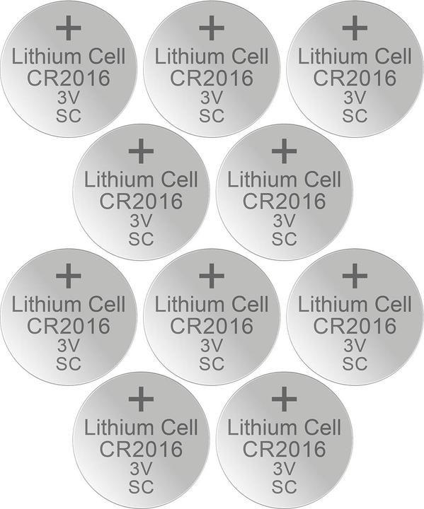XCell 10er-Set Lithium-Knopfzelle CR2016, 3V / 90mAh (10 Stk., CR2016, 90 mAh)
