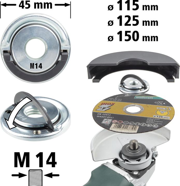 Produktbild wolfcraft wolfcraft 1 Schnellspannmutter Winkelschleifer M14