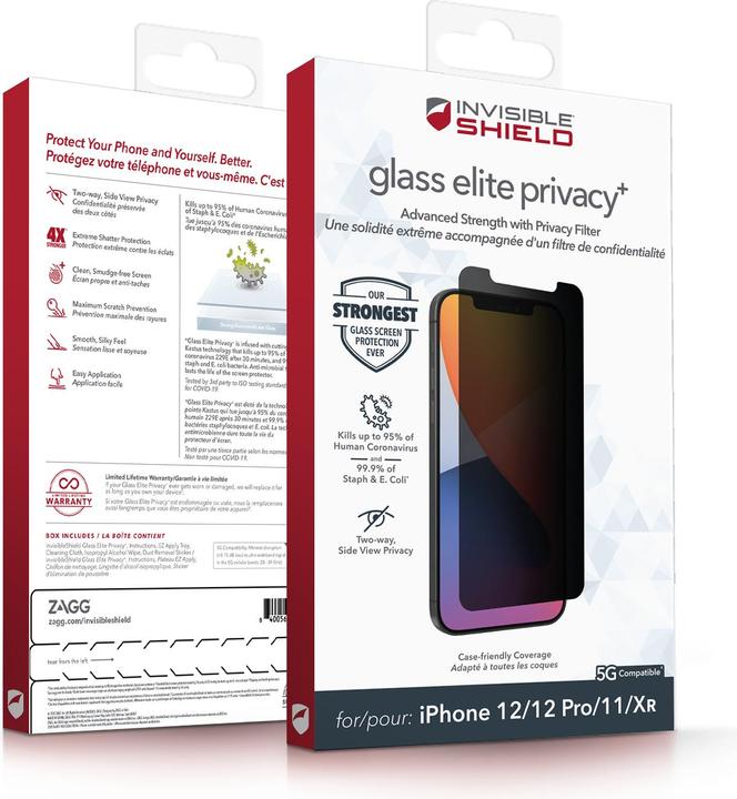 Immagine prodotto Zagg InvisibleShield Glass Elite Privacy+ Apple (e) (1 Pezzo/i, Realme 12 Pro+, Apple iPhone 12)