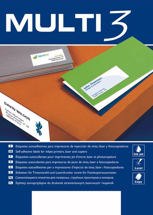 Actual product image Multi Universal labels, 97x67,7mm, rectangular, white 100 sheets.