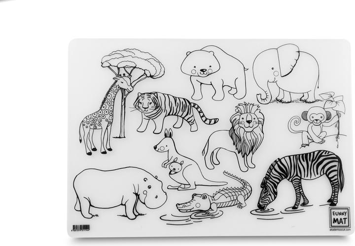 Actual product image Funny Mat Set of reusable colouring pages pets and wild animals, set of 2 (23 x 48 cm)
