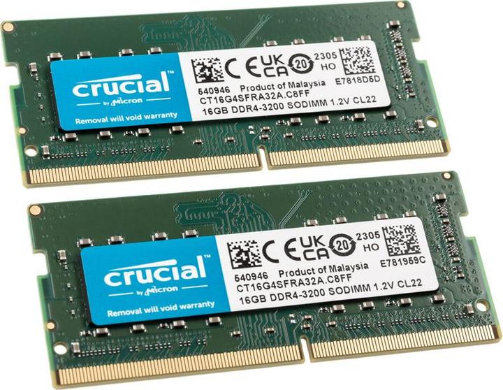 Actual product image Crucial Laptop Memory (2 x 16GB, 3200 MHz, DDR4-RAM, SO-DIMM)