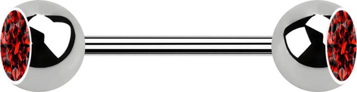 Actual product image Star Piercing Micro Barbell silber mit zwei Kugeln Kristall rot (without brass, Titanium G23)