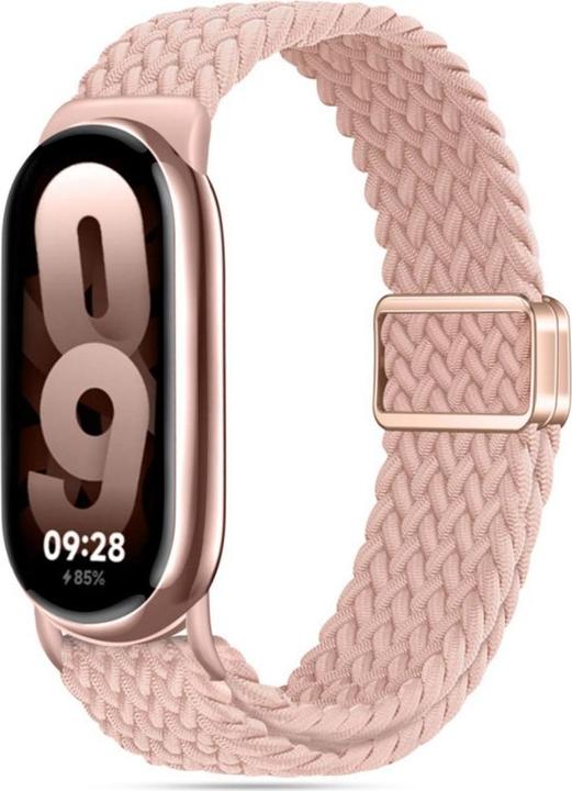 Techsuit - Watchband (W032) - Xiaomi Mi Band 8 / 8 NFC / 9 / 9 NFC - Dusty Rose (Nylon, Edelstahl, Textil, Elastisch)
