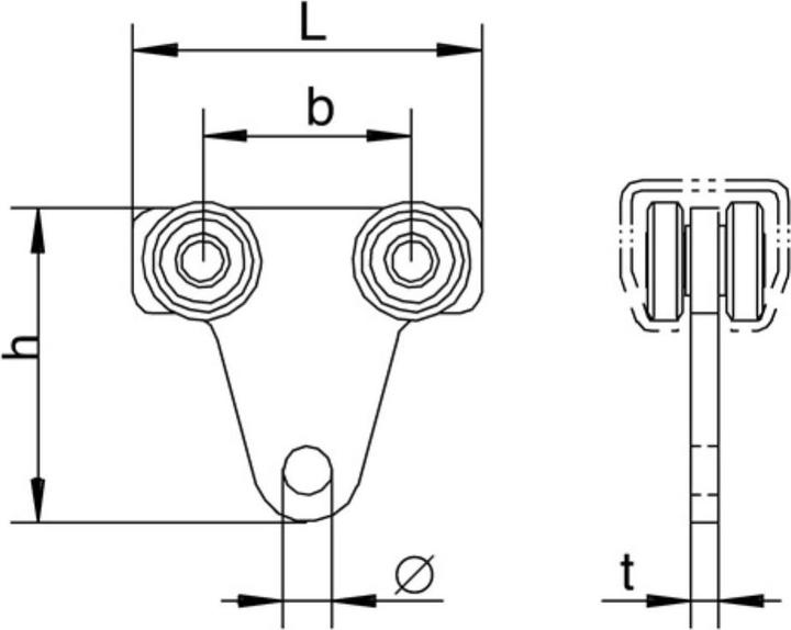 Actual product image Helm Rolling attachment 1110 1110 suitable for profile 100 steel galvanised yellow 45 kg