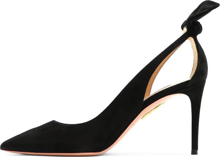 Actual product image Aquazzura bow tie pump 85 in black suede (39)