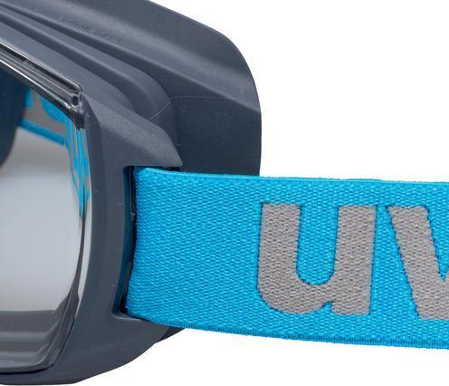 Actual product image Uvex Safety megasonic goggles, clear visor, grey/blue.