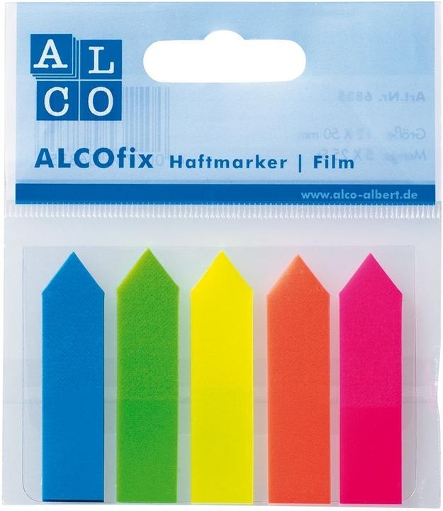 Actual product image Alco Sticky marker ALCOfix arrow, 50x12 mm, 5 colours, 25 pieces each (12 x 50 mm)
