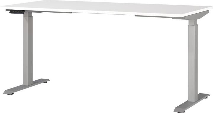 Image du produit Germania JET bureau réglable en hauteur blanc rectangulaire, piétement en T argenté 160,0 x 80,0 cm (160 x 72 cm)