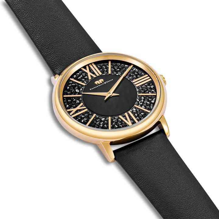 Immagine prodotto Orologio al quarzo da donna Pamina in vera pelle nera - 23876 (Orologio da polso analogico, 36 mm)