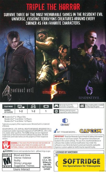 Immagine prodotto Capcom Resident Evil Triple Pack Anthology multilingue per Nintendo Switch (Switch, EN)