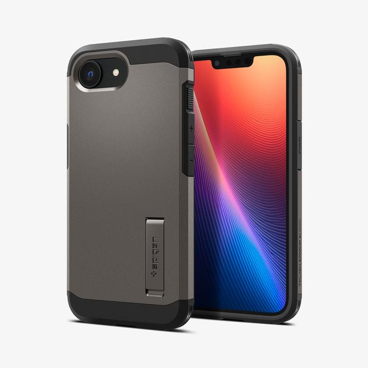 Produktbild Spigen Tough Armor Case with MagSafe for iPhone 16e with Stand - Gray (Apple iPhone 16e)
