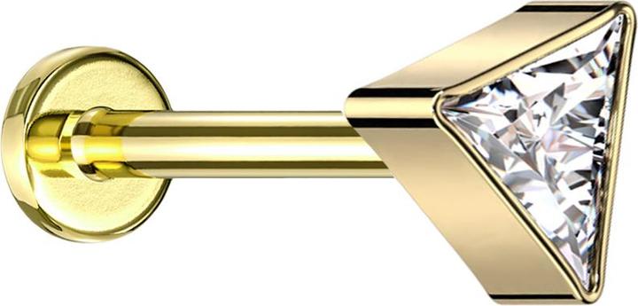 Star Piercing Micro Labret Innengewinde vergoldet dreieck vergoldet Kristall silber (ohne Messing, Titan G23)