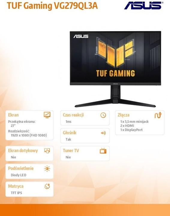 Produktbild ASUS TUF Gaming VG279QL3A (1920 x 1080 Pixel, 27")