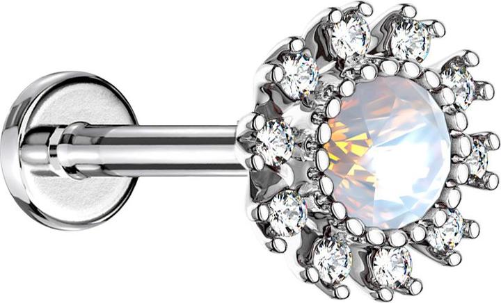 Immagine prodotto Star Piercing Micro Labret filo interno argento doppio cristallo pavé argento (Ottone)