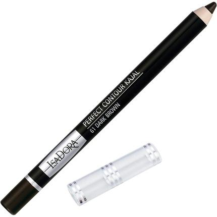 Actual product image Isadora Perfect Contour Kajal Brown Eyeliner Pencil Soft Intense Hypoallergenic Long Lasting Eye Liner 61 Da (61 Dark brown)