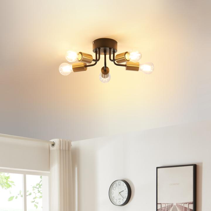 Actual product image Lux.Pro Deckenleuchte Barrow Schwarz/Gold (E27)