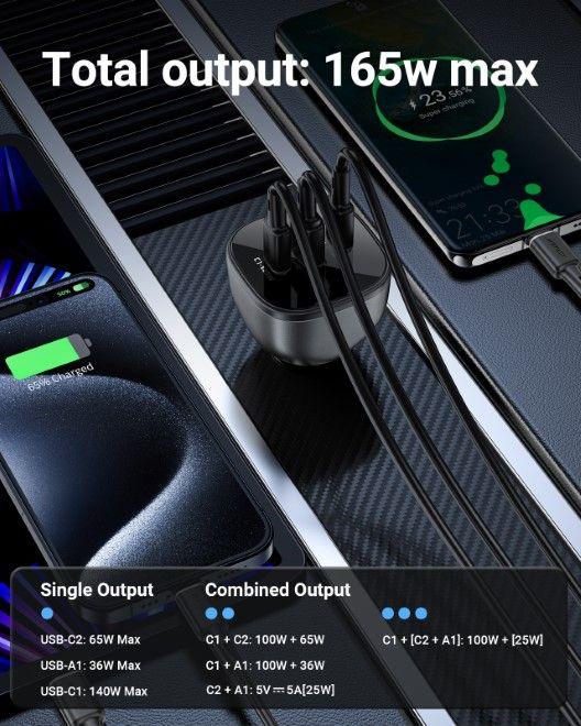 Produktbild Acefast B14 Car Charger Auto Ladegerät 165W