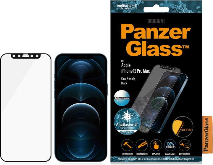 PanzerGlass Case Friendly Black AB (1 Stück, Apple iPhone 12 Pro Max)