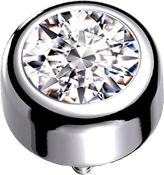 Star Piercing Dermal Anchor Zylinder silber mit Kristall silber (ohne Messing, Titan G23)