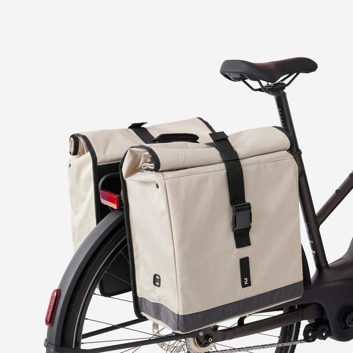 Produktbild Decathlon Doppel-Fahrradtasche 500 2 × 20 Liter beige (40 l, Gepäckträgertasche)
