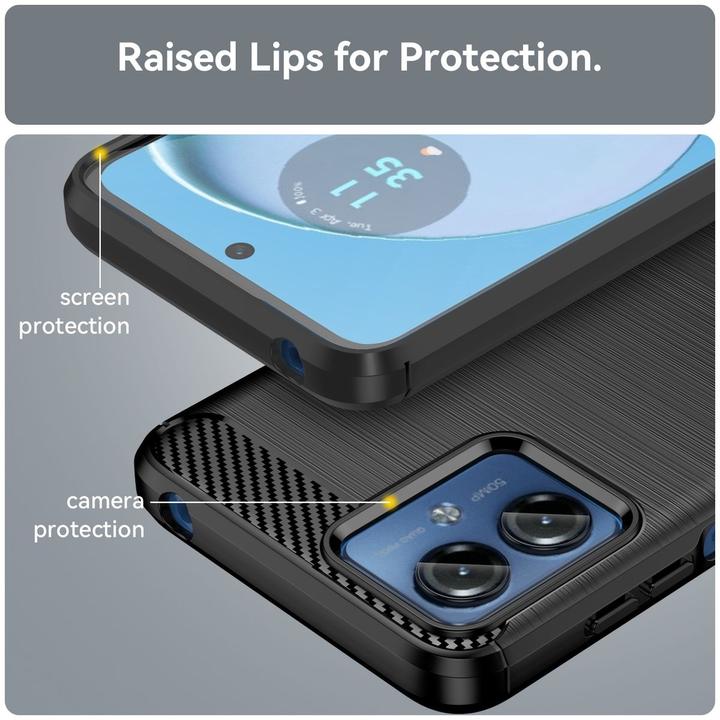 Produktbild König Design Schutz Handy Hülle für Motorola Moto G14 Case Cover Carbon Bumper Etuis Schale (Motorola Moto G14)