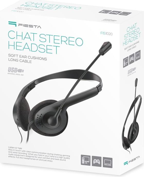 Produktbild Omega FIS1020 Headphones Wired Head-band Office/Call center Black (Kabelgebunden, USB-A)