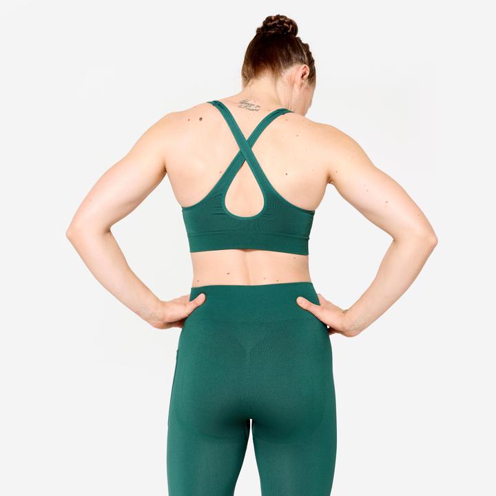 Image du produit Decathlon Brassière bretelles croisées maintien léger Femme, Turquoise (XL)
