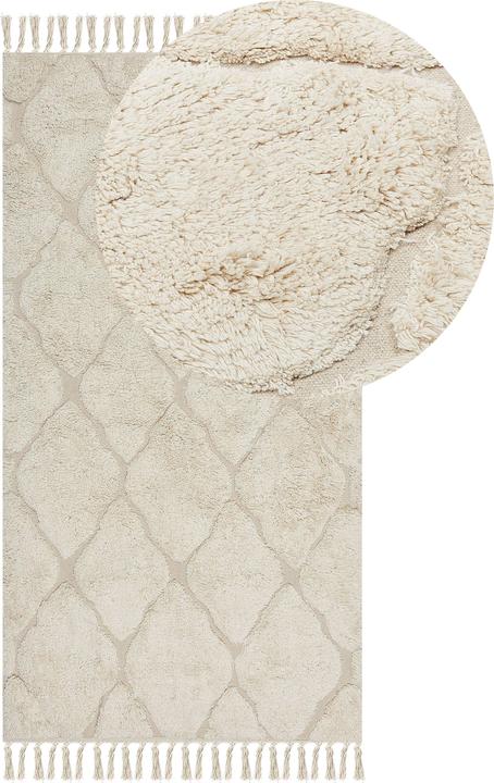 Produktbild Beliani Teppich Baumwolle hellbeige 80 x 150 cm marokkanisches Muster Kurzflor SILCHAR (80 x 150 cm)