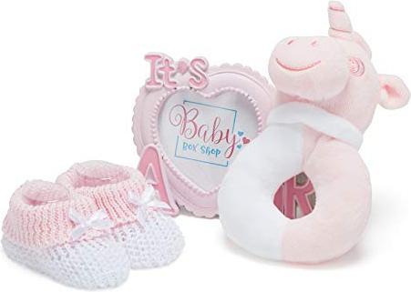 Produktbild Activity Board Baby Geschenkset in Erinnerungskiste - von Hand Verpacktes Geschenk zur Geburt Mädchen -