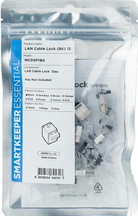 Actual product image Smart Keeper Basic LAN Cable Lock black 12 pcs.