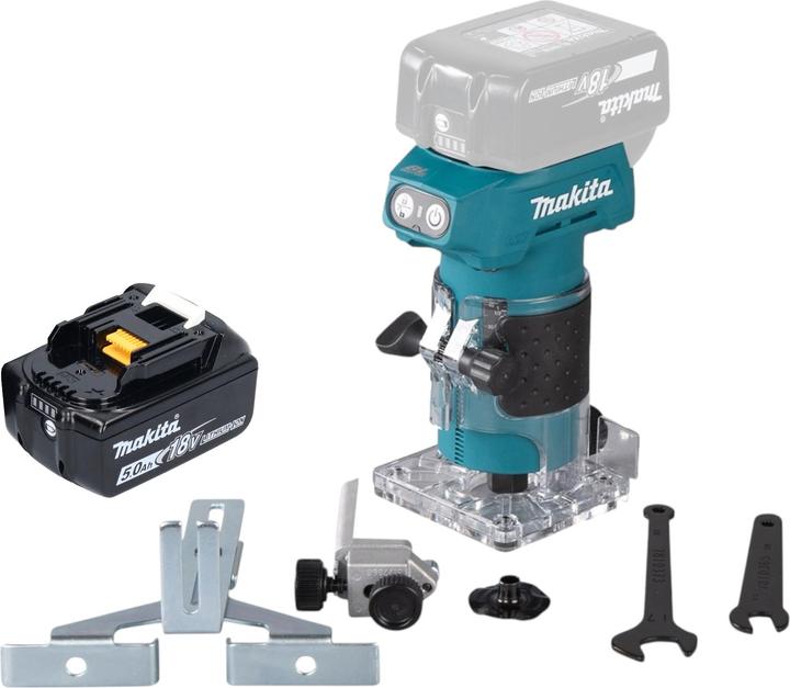 Produktbild Makita DRT 52 T1 Akku Kantenfräse 18 V 6 mm Brushless + 1x Akku 5,0 Ah - ohne Ladegerät