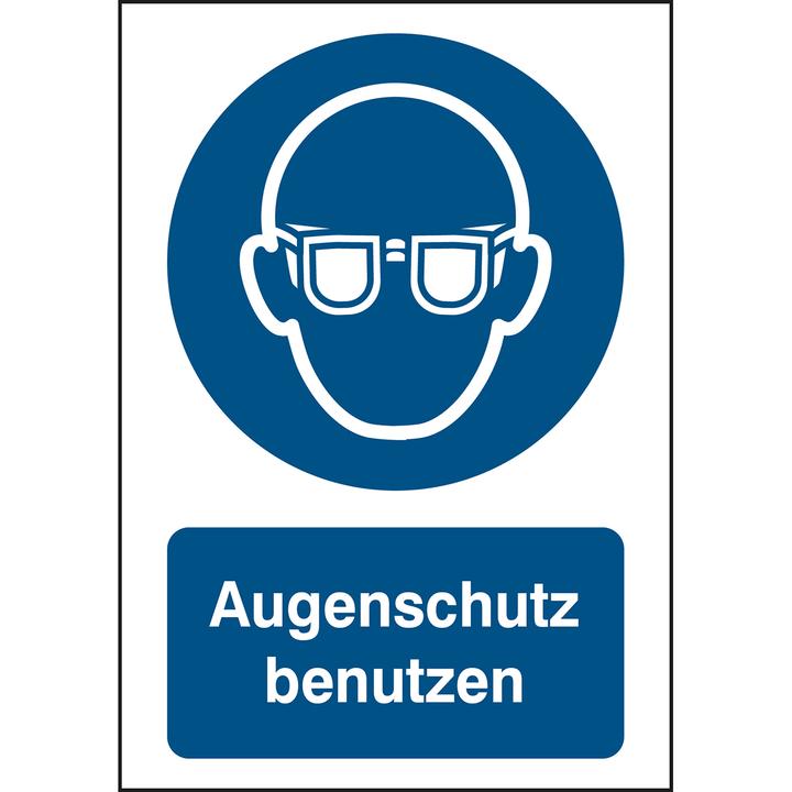 Produktbild Brady B-862, Toughwash-Gebotsschild, M004 - Augenschutz benutzen, Polyester, Weiss auf Blau, 297 x