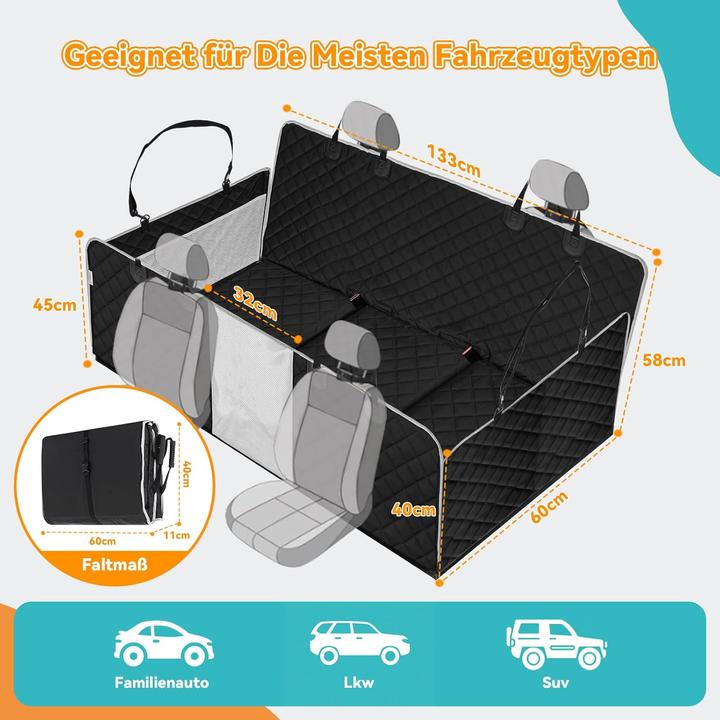 Produktbild Daistern Wasserdichte Autoschondecke mit Seitenschutz (Hund, Faltbar, Waschmaschinenfest)