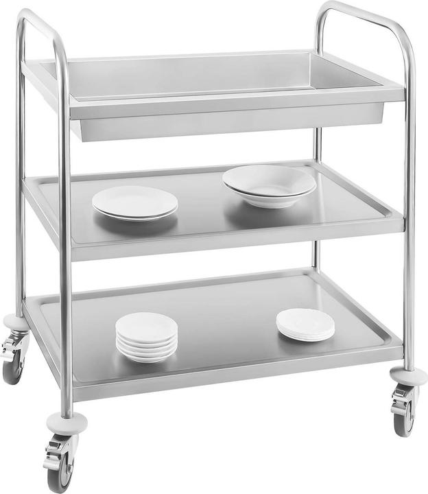Royal Catering Carrello inox - 2 Mensole - portaposate