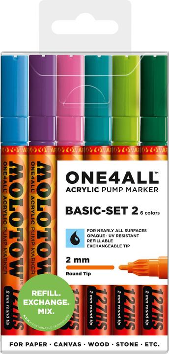 Produktbild Molotow Filzstift One4all 127HS 6er Set Basic (Sortiert, 2 mm, 6 x)