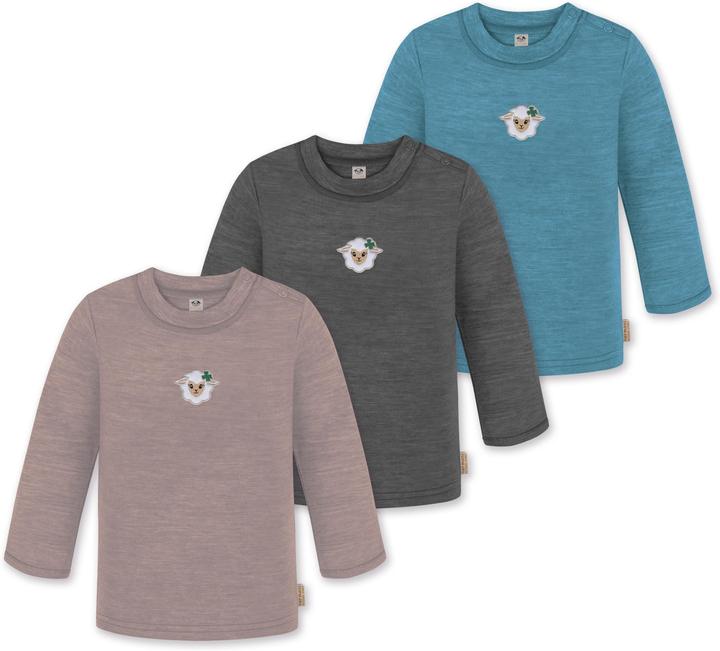 Normani 3er Pack Baby Merino Longsleeve „Taupo" - 9475