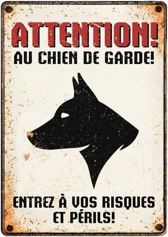 Plenty gifts Warnschild "Attention au chien de garde!", 21x15cm