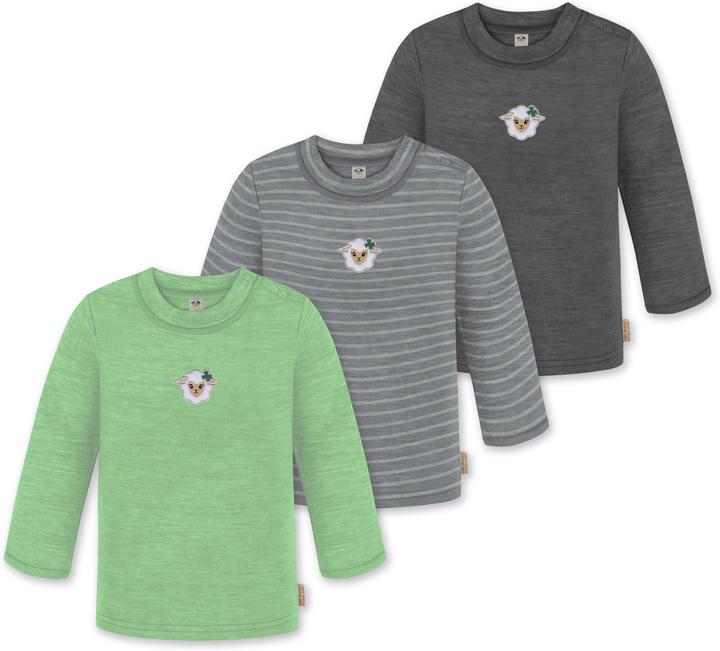 Normani 3er Pack Baby Merino Longsleeve „Taupo" - 9475
