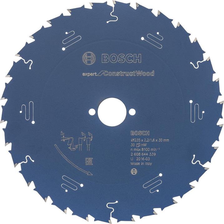 Bosch Professional Zubehör Kreissägeblatt Expert for Construct Wood, 235 x 30 x 2,0 mm, 30