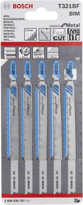 Actual product image Bosch Professional Zubehör PRO Metal Pipes and Profiles T321BF Jigsaw blade, 132 mm, 5 pcs.