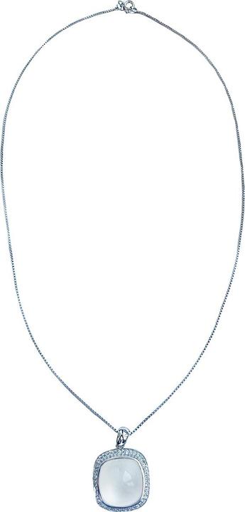 Xen Anhänger mit Kette Mondstein weiss Cushion-Cabochon 45 cm 925 Silber (925 Sterling Silber, 45 cm)