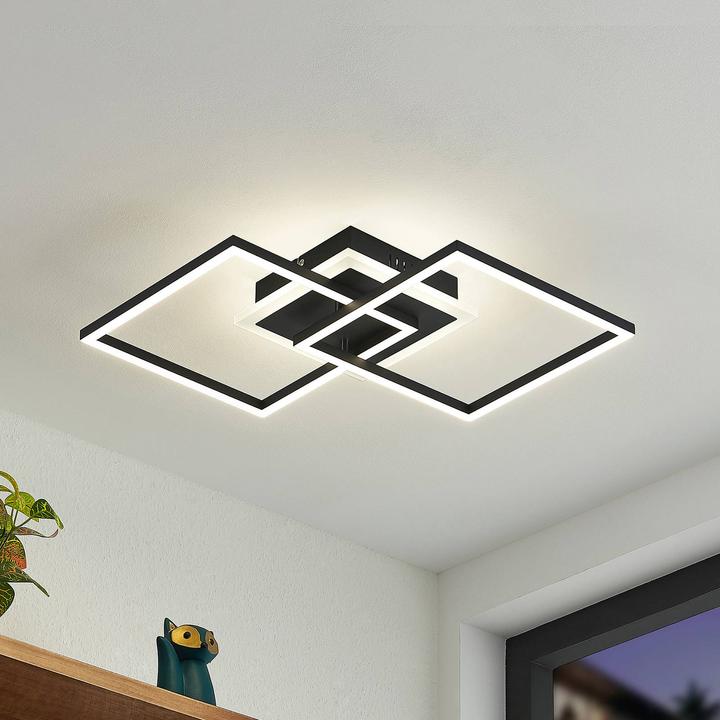 Produktbild Lindby LED-Deckenlampe Fjardo CCT Quadrate schwarz (1240 lm)