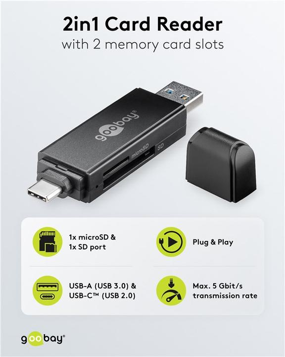 Produktbild Goobay USB 3.0 USB-C™ 2-in-1 Kartenlesegerät (USB)